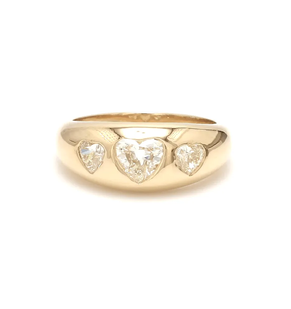 14K & 18K Gold Heart Diamond Dome Ring