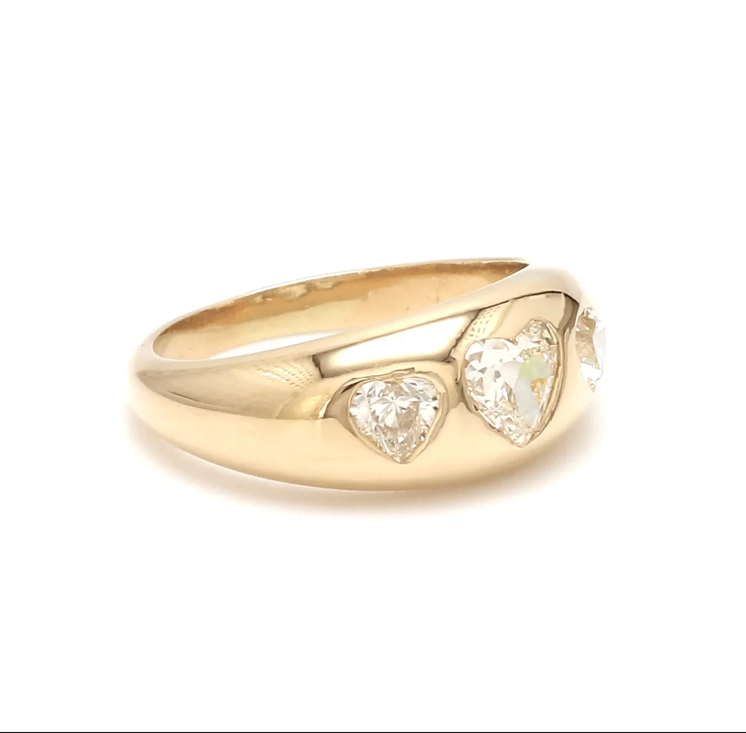 14K & 18K Gold Heart Diamond Dome Ring