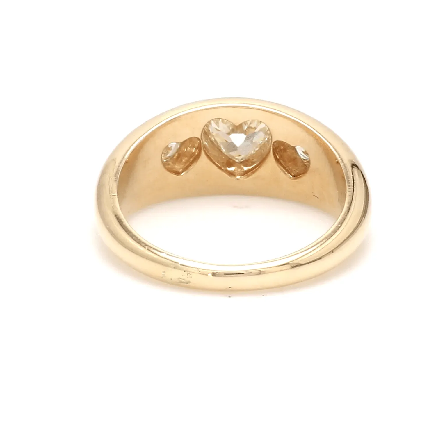 14K & 18K Gold Heart Diamond Dome Ring