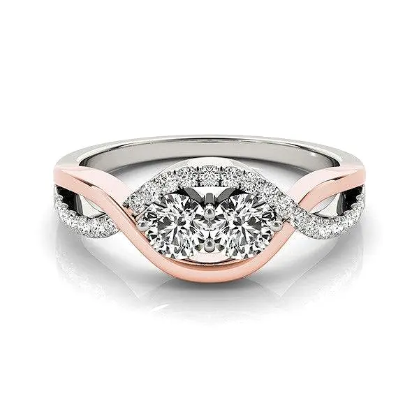 14k White And Rose Gold Infinity Style Two Stone Diamond Ring (5/8 cttw)