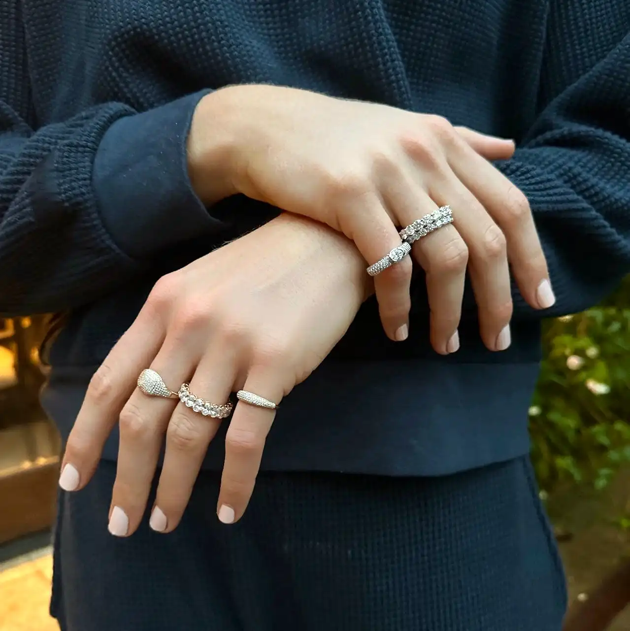 18K Gold and Oval Diamond Eternity Band, Lab Grown