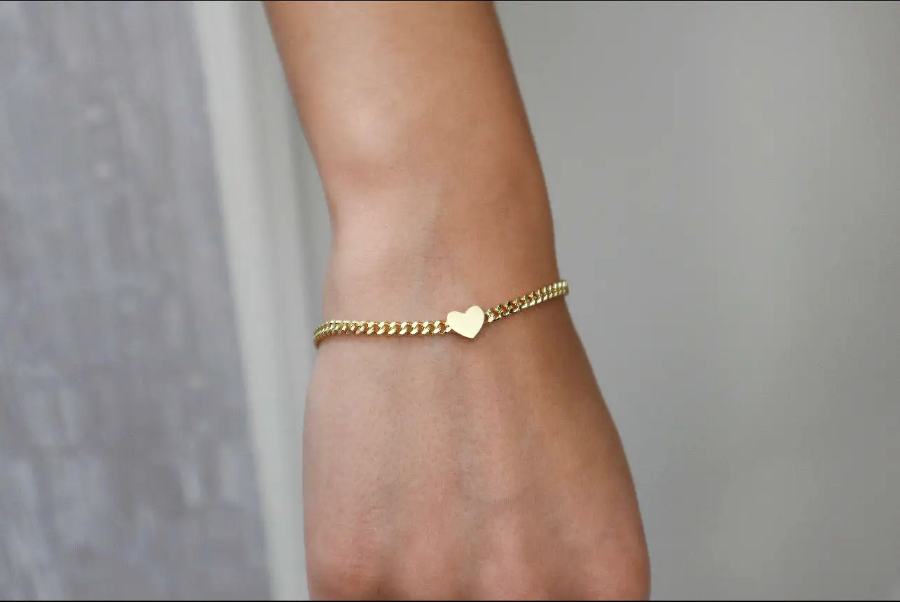 18k/925 Vermeil Chain with Heart Bracelet