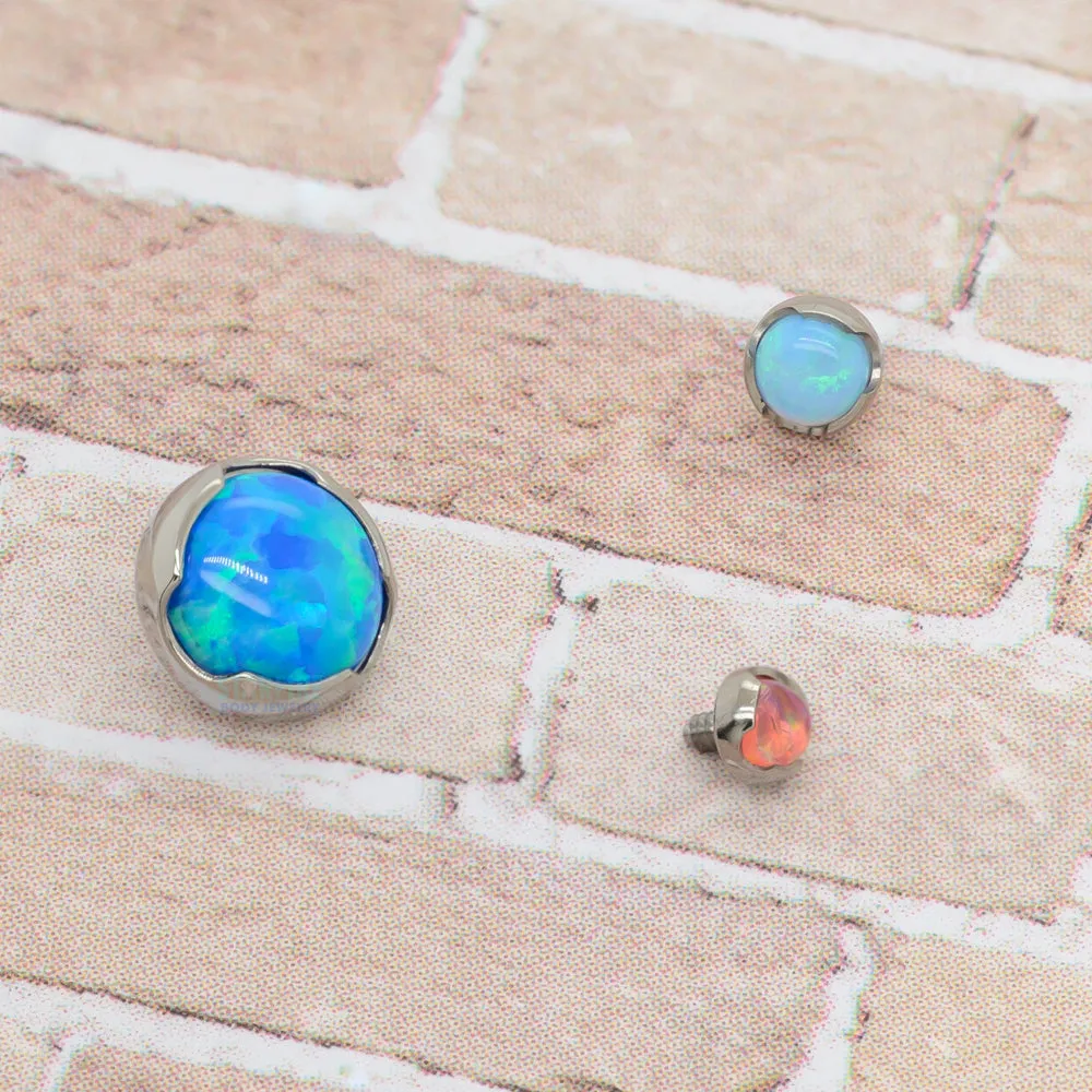 3mm Prong-Set Opal Cabochon Threaded End