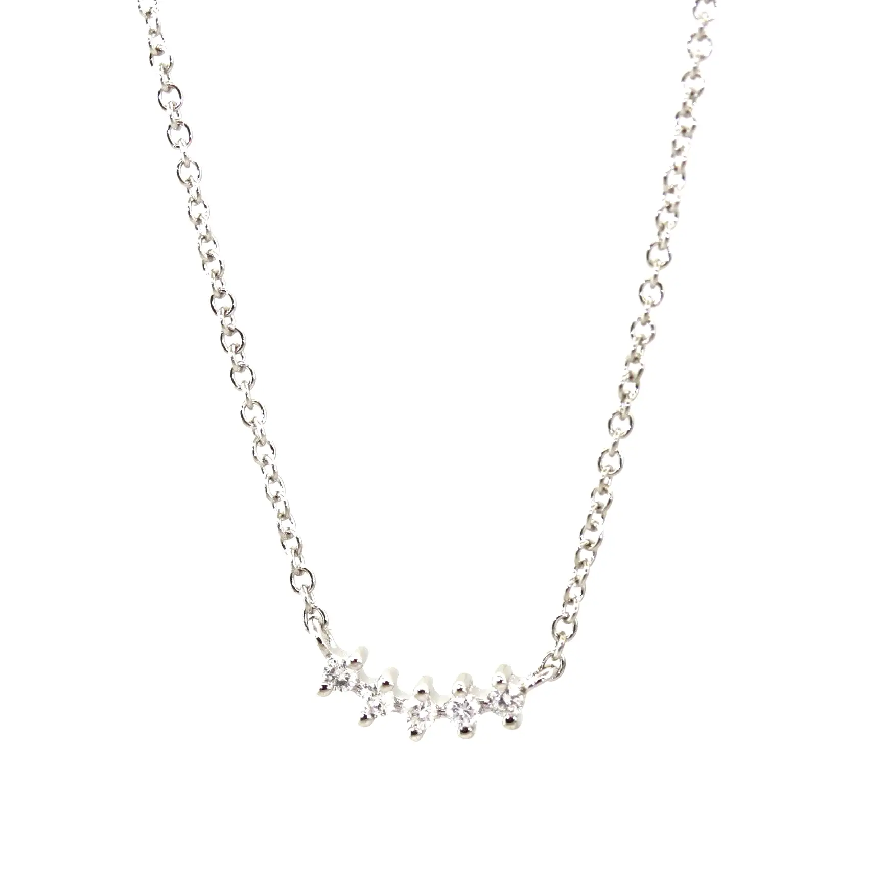 5 Prong Set Sideways Diamond Necklace