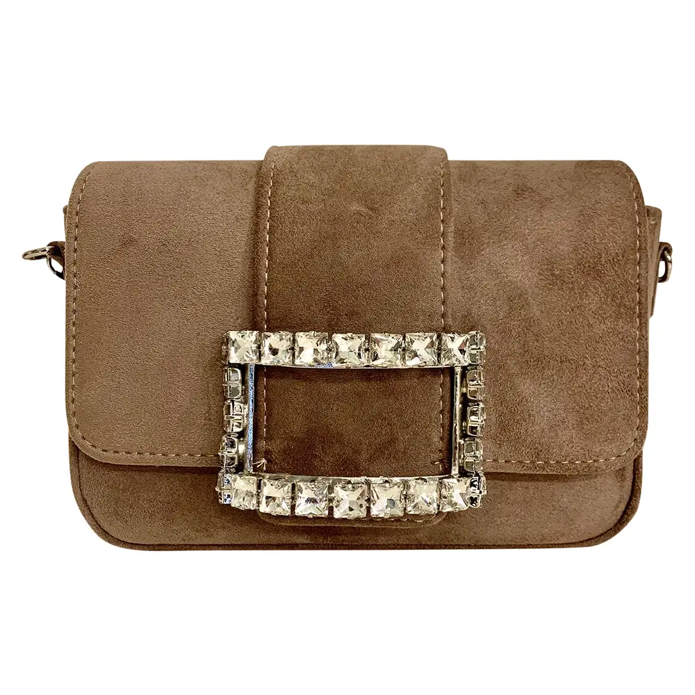 7665 Silver Buckle Purse With Silver Chain