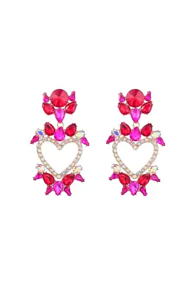 ACHY BREAKY HEART EARRINGS HOT PINK