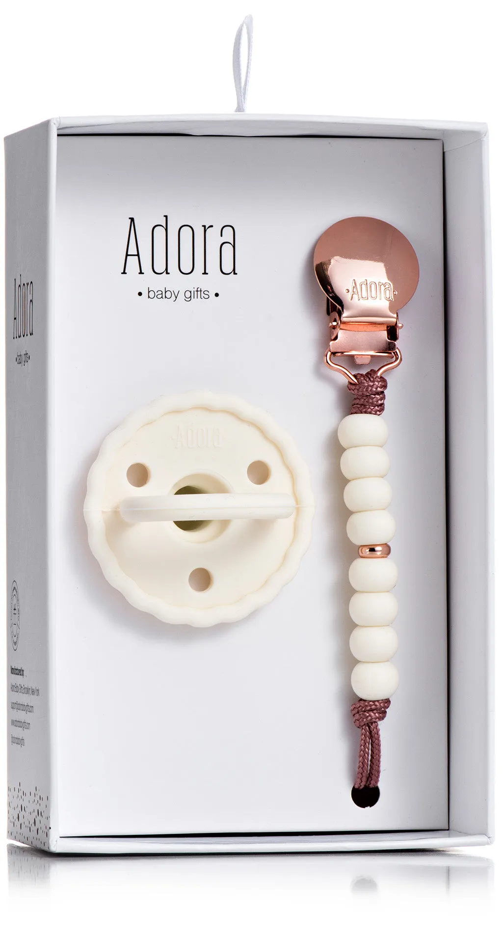 Adora Scalloped Pacifier Clip Set- Scalloped Vanilla Rose Ombre