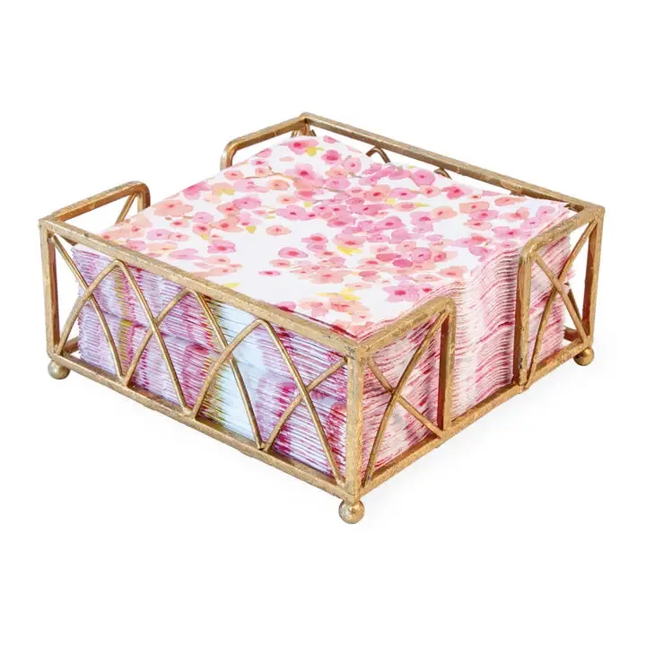 Arch Cocktail Napkin Holder Gold Leaf Caddy