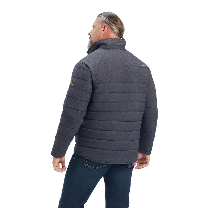 'Ariat' Men's Rebar Valiant Stretch Canvas Insulated Jacket - Charcoal Heather