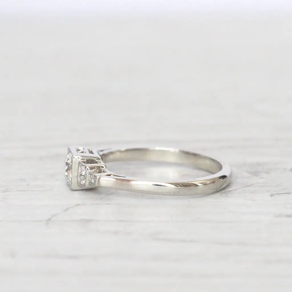 Art Deco 0.38 Carat Old European Cut Diamond Ring