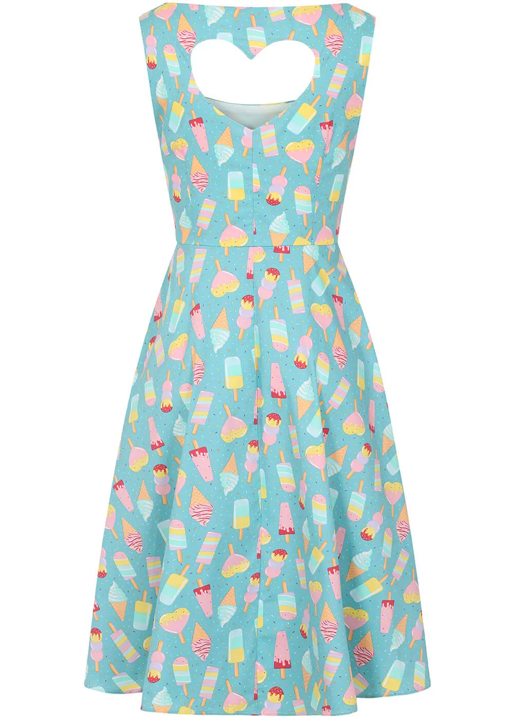 Banned Ice Cream Heart 50's Swing Dress Blue