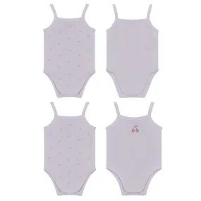 Bebe Bella White/Mauve Baby Undershirts With Cherry Print