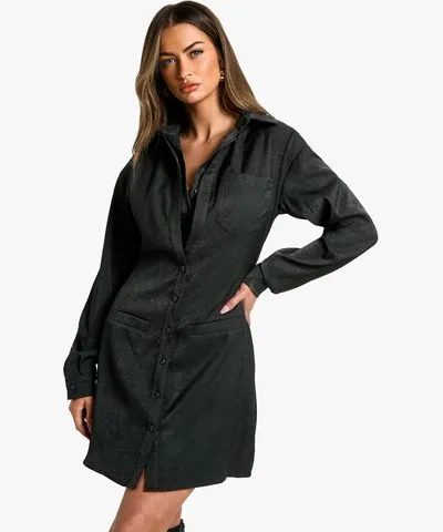 boohoo Womens Long Sleeve Tailored Shirt Dress