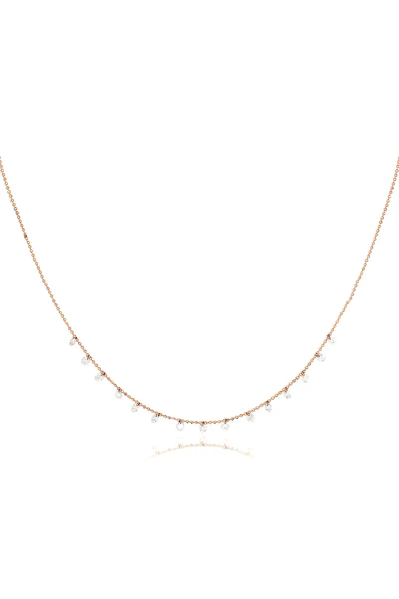 Celeste 15 Floating Diamond Necklace in Rose Gold