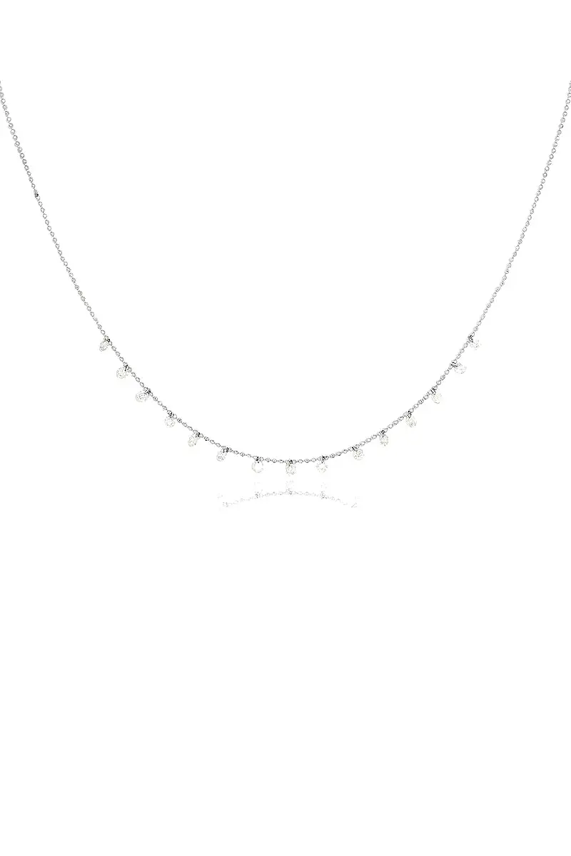 Celeste 15 Floating Diamond Necklace in White Gold