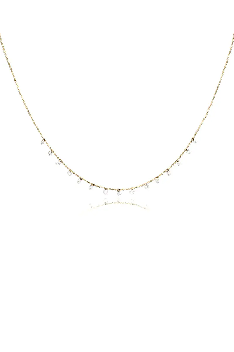 Celeste 15 Floating Diamond Necklace in Yellow Gold