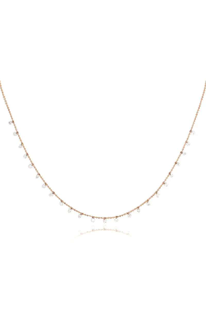 Celeste 24 Floating Diamond Necklace in Rose Gold