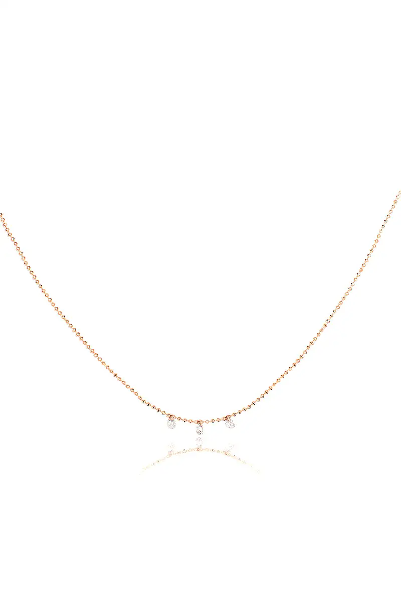 Celeste 3 Floating Diamond Necklace in Rose Gold