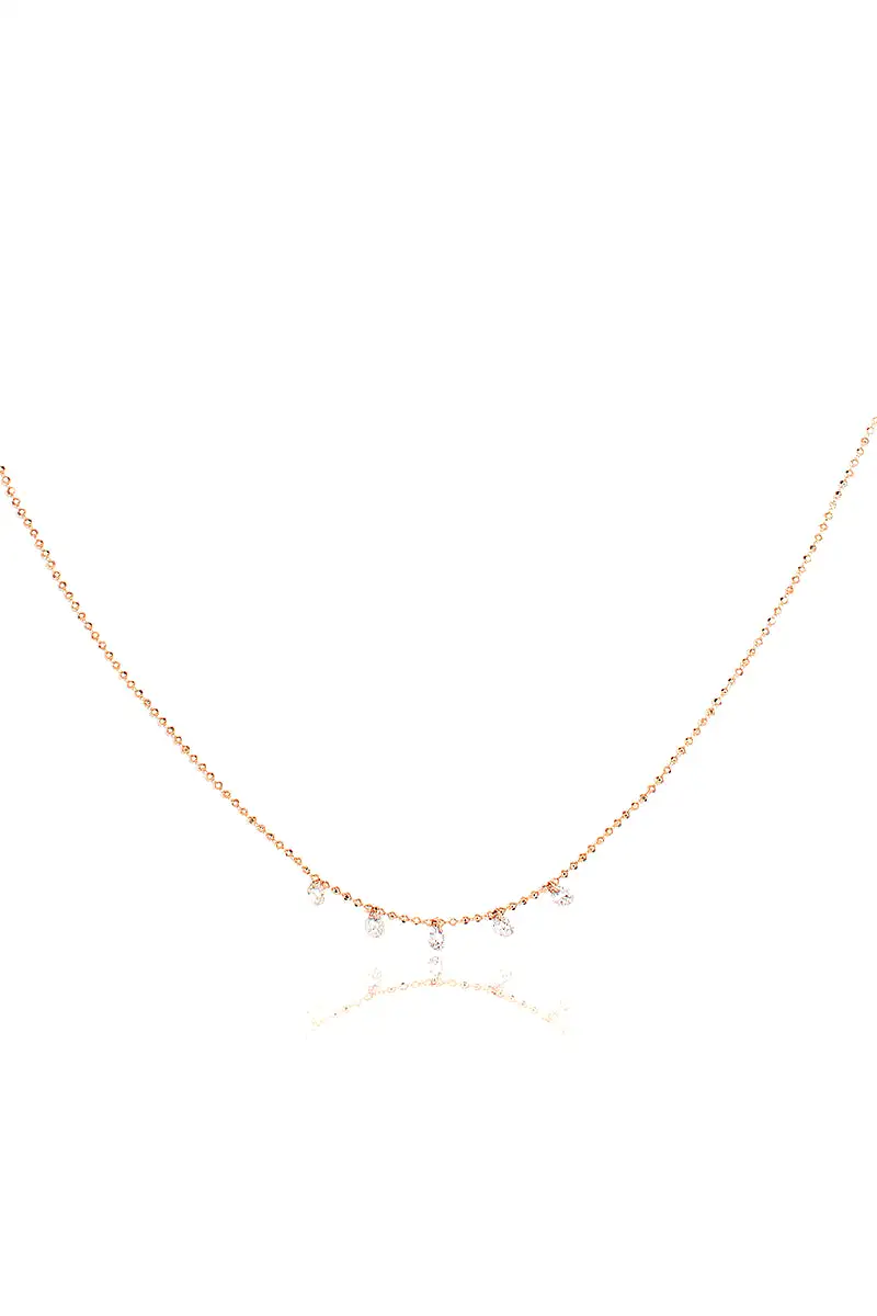 Celeste 5 Floating Diamond Necklace in Rose Gold