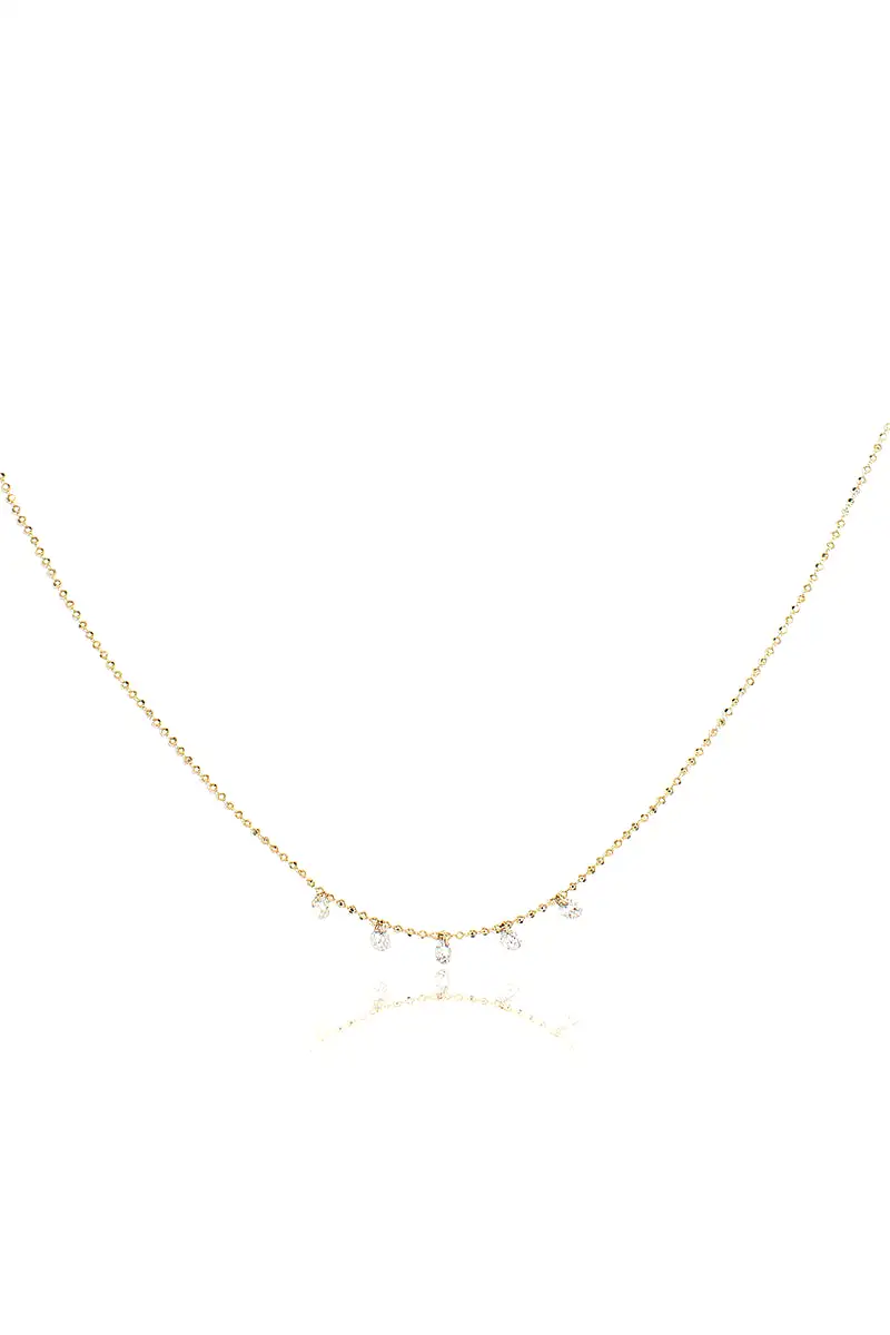 Celeste 5 Floating Diamond Necklace in Yellow Gold