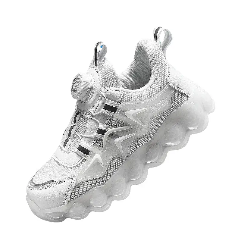 Children's sports, mesh rotating buttons, soft-soled shoes