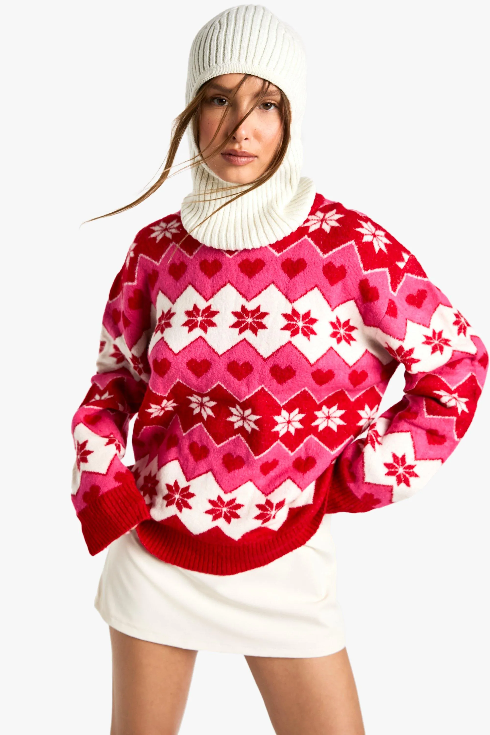 Christmas Fairisle Heart Knitted Sweater