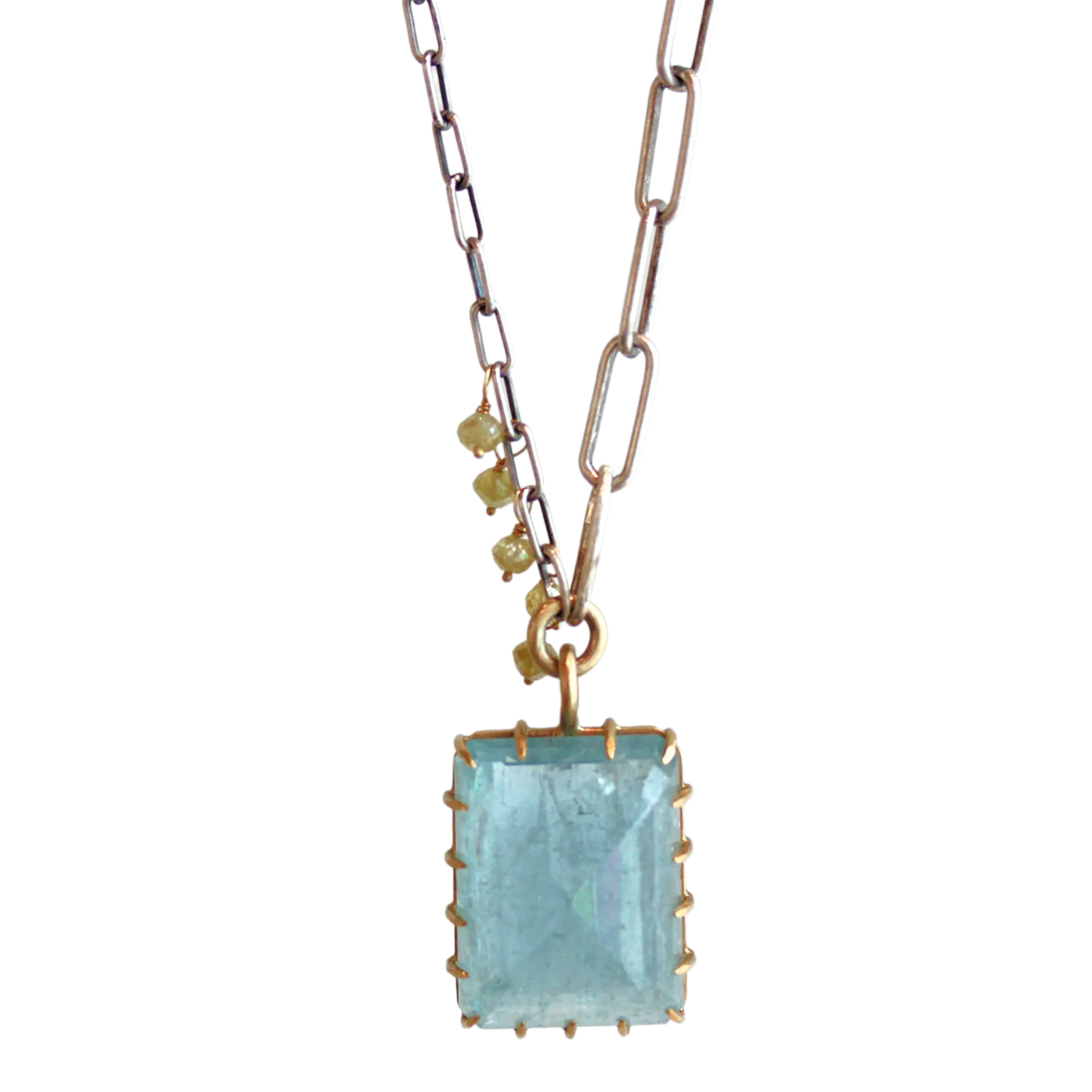 Chunky Aquamarine Diamond Necklace