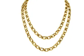 Contemporary 14 Karat Yellow Gold Twisted Link Long Chain Necklace