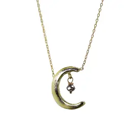 Crescent Moon & Diamond Necklace