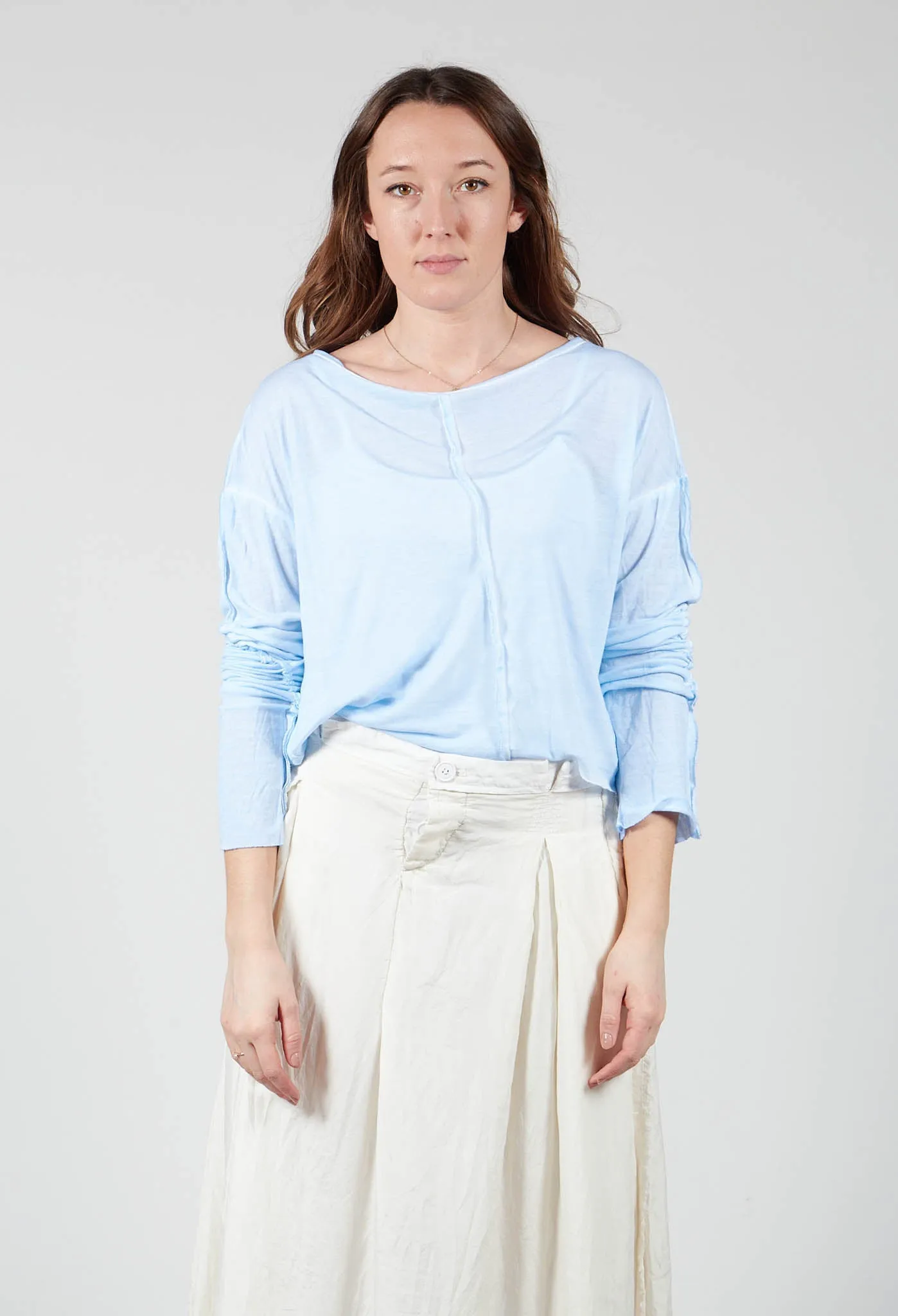 Cropped Top with Seam Detail in Ice Blue