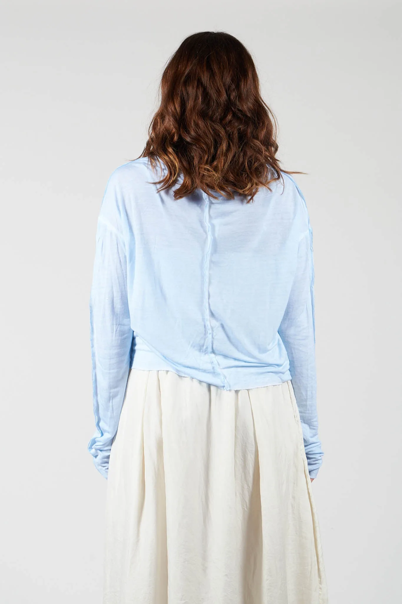 Cropped Top with Seam Detail in Ice Blue