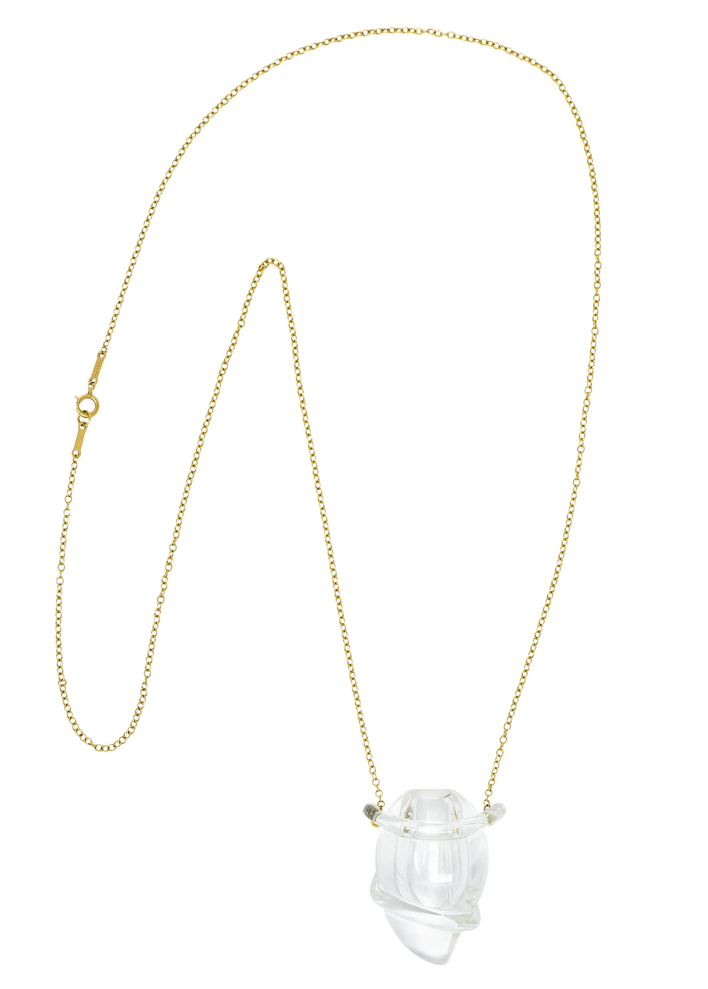 Elsa Peretti Tiffany & Co. Rock Crystal Quartz 18 Karat Gold Long Chain Bottle Necklace