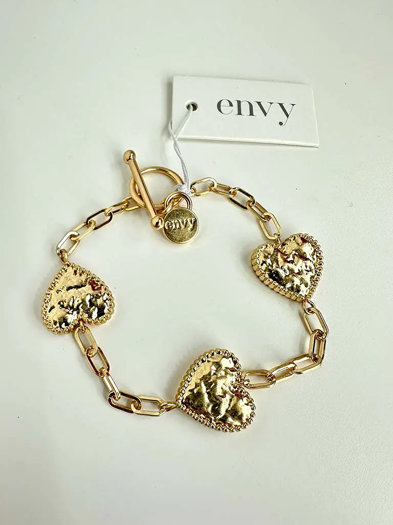 Envy Textured Heart Bracelet - Gold