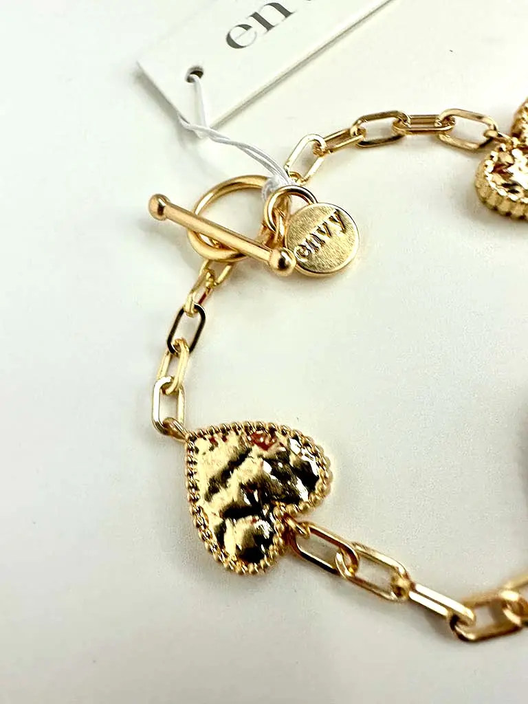 Envy Textured Heart Bracelet - Gold