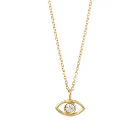 Evil Eye Diamond Necklace - 14K Yellow Gold