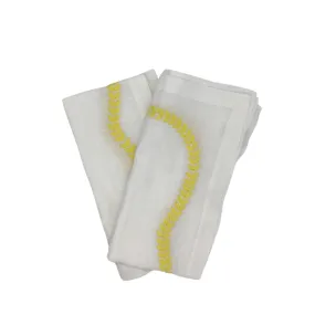 Fern Path Embroidered Napkin - Set of 4 Daffodil