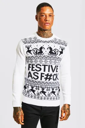 Festive Slogan Knitted Christmas Sweater