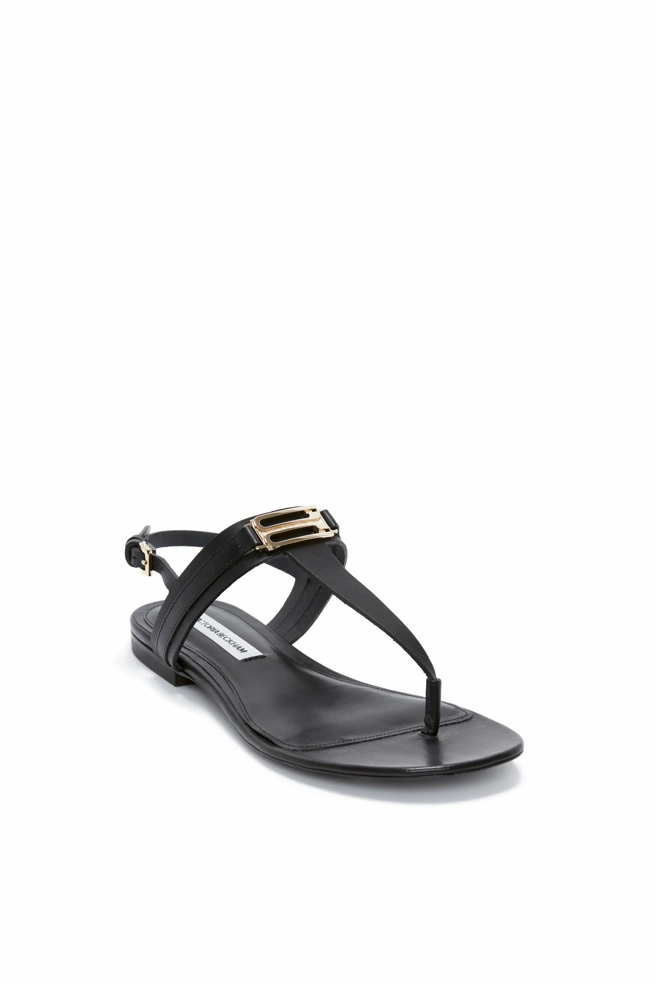 Flat Chain Sandal In Black Leather