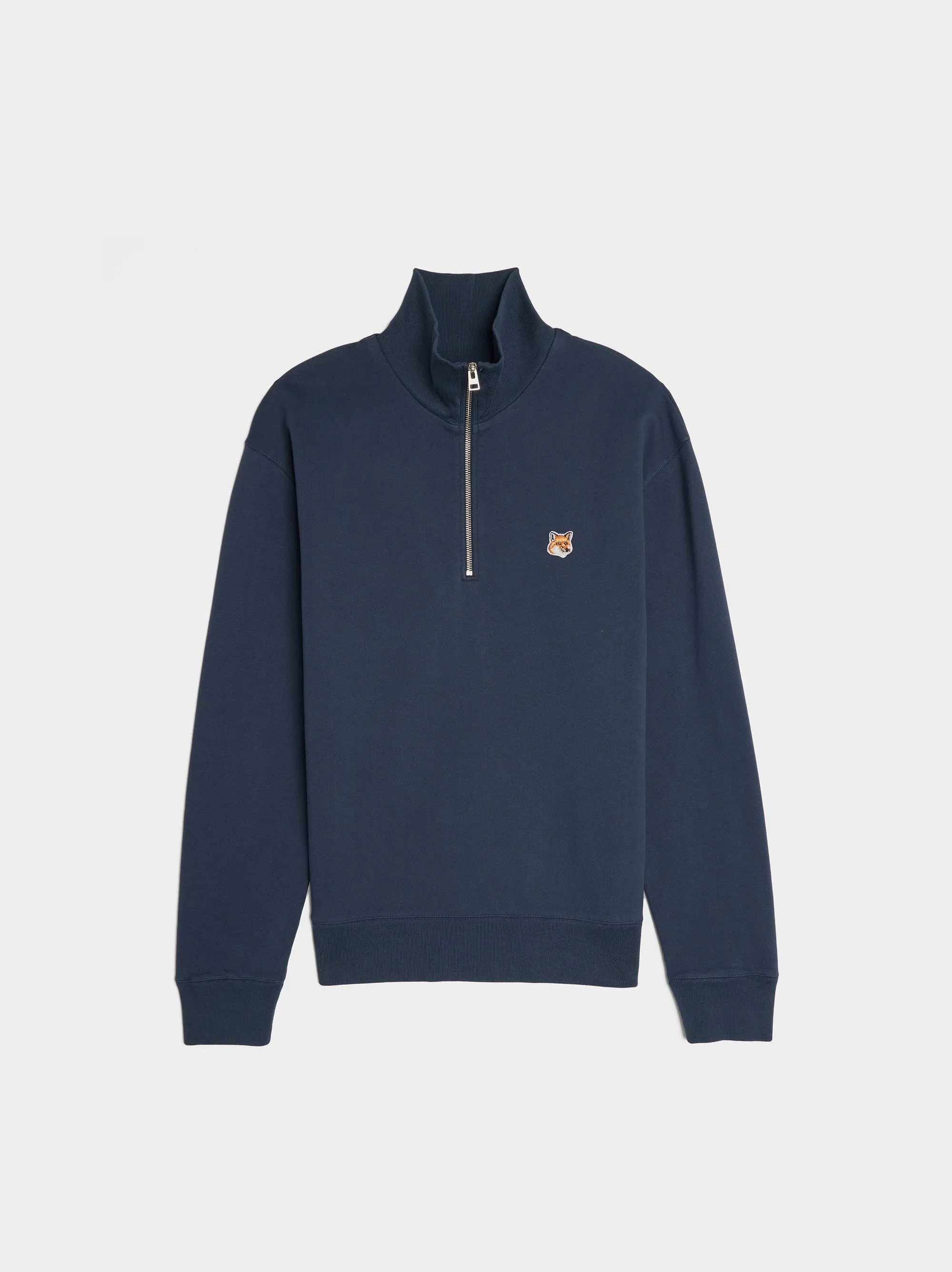 Fox Head Patch Comfort Half Zip Sweatshirt, Ink Blue