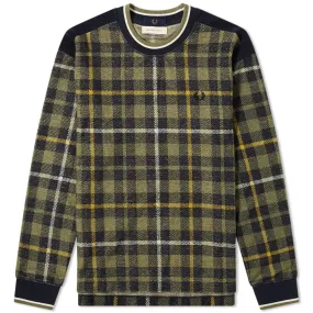 Fred Perry x Nicholas Daley Tartan Crew SweatShaded Navy