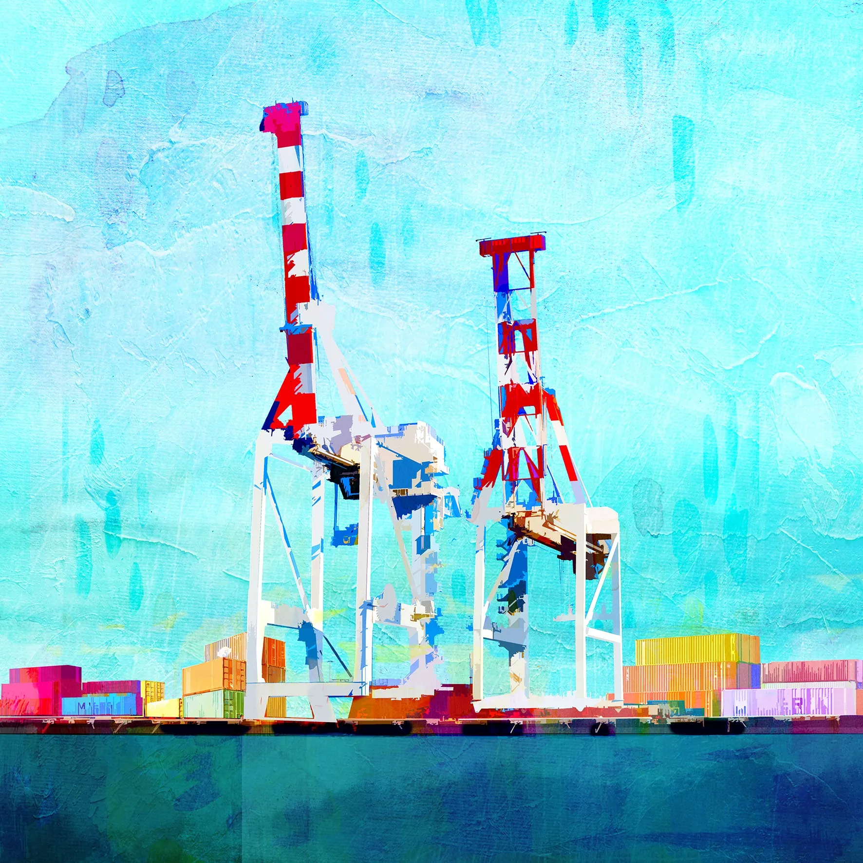 Fremantle Port Cranes Art Print