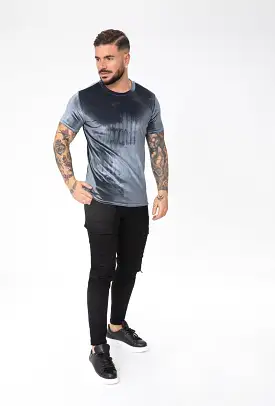 Frilivin Velvet T-Shirt With Round Collar