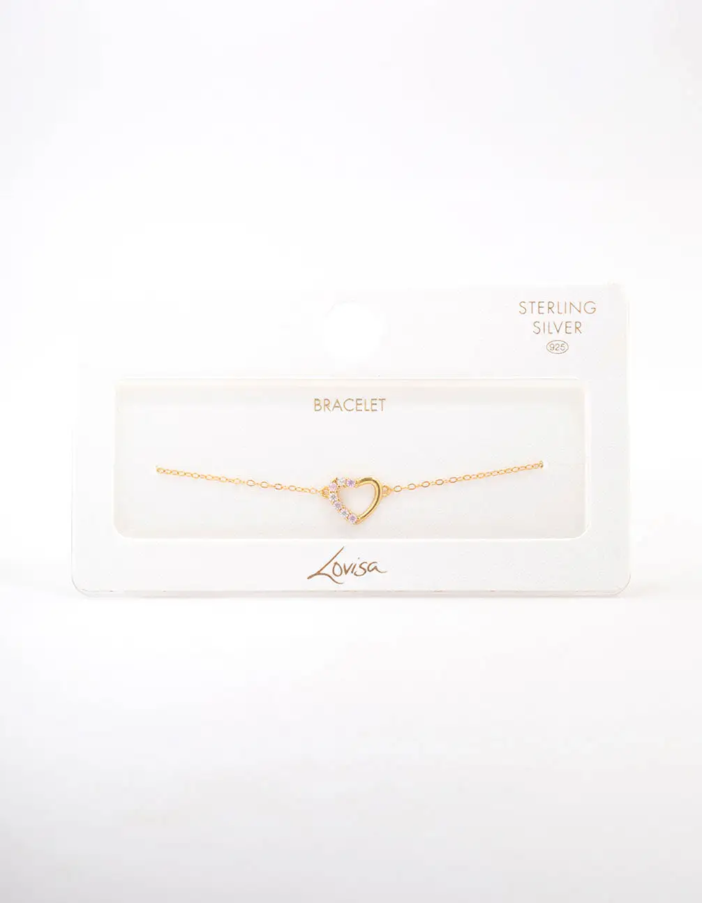 Gold Plated Sterling Silver Cubic Zirconia Heart Bracelet