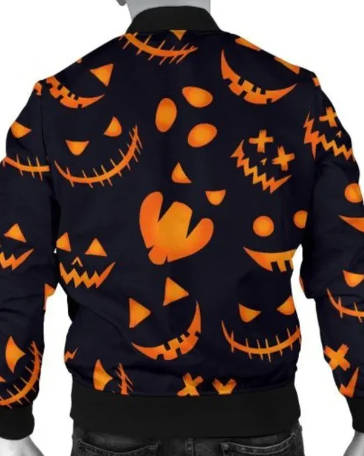 Halloween Pumpkins Black Bomber Jacket | William Jacket