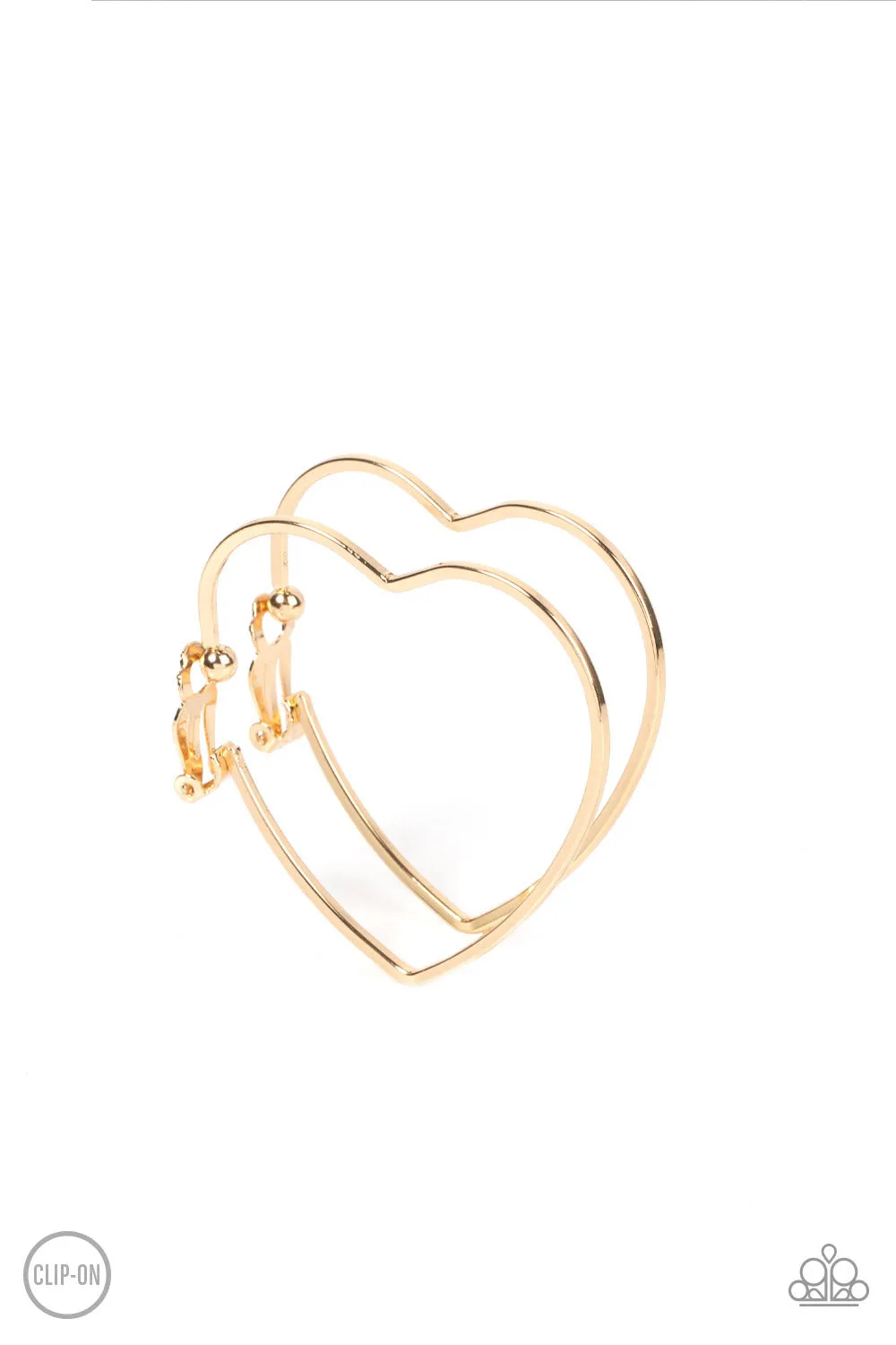 Harmonious Hearts - Gold Clip-On Earring