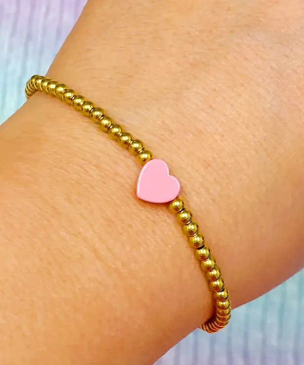 Heart Bracelet - Pink/Gold