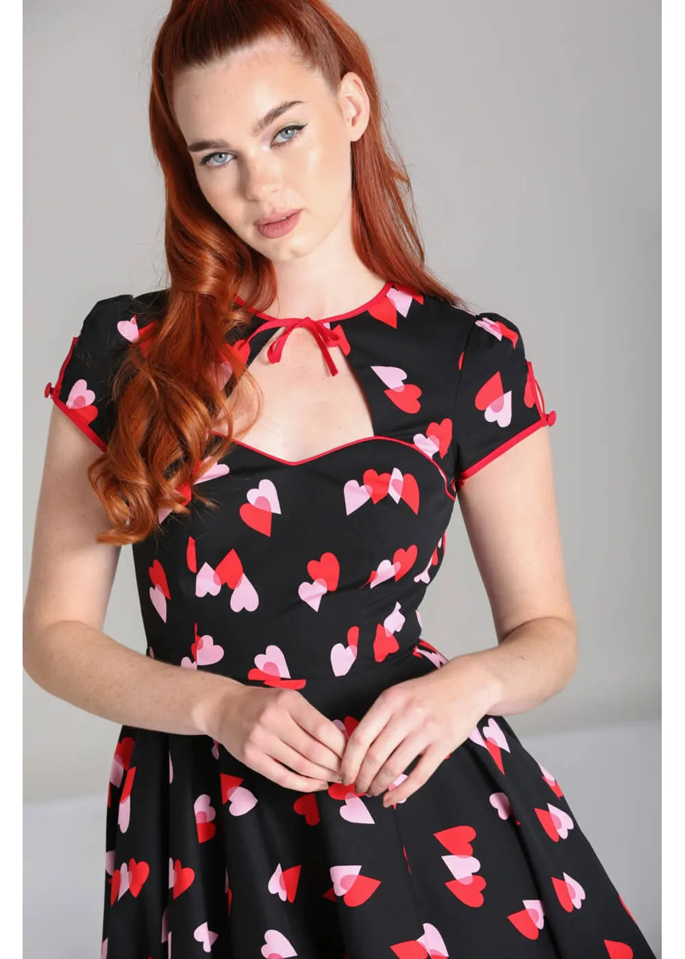 Hell Bunny Confetti Hearts 50's Swing Dress Black