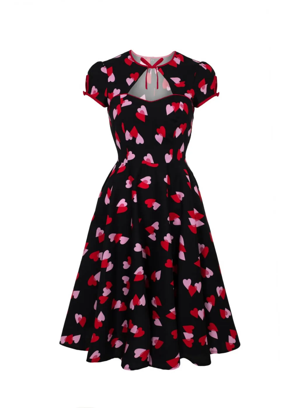 Hell Bunny Confetti Hearts 50's Swing Dress Black