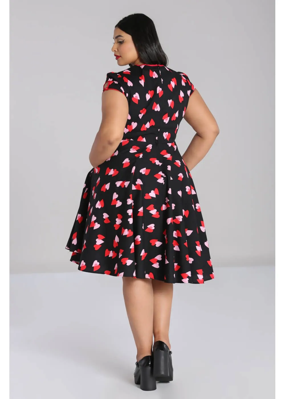 Hell Bunny Confetti Hearts 50's Swing Dress Black