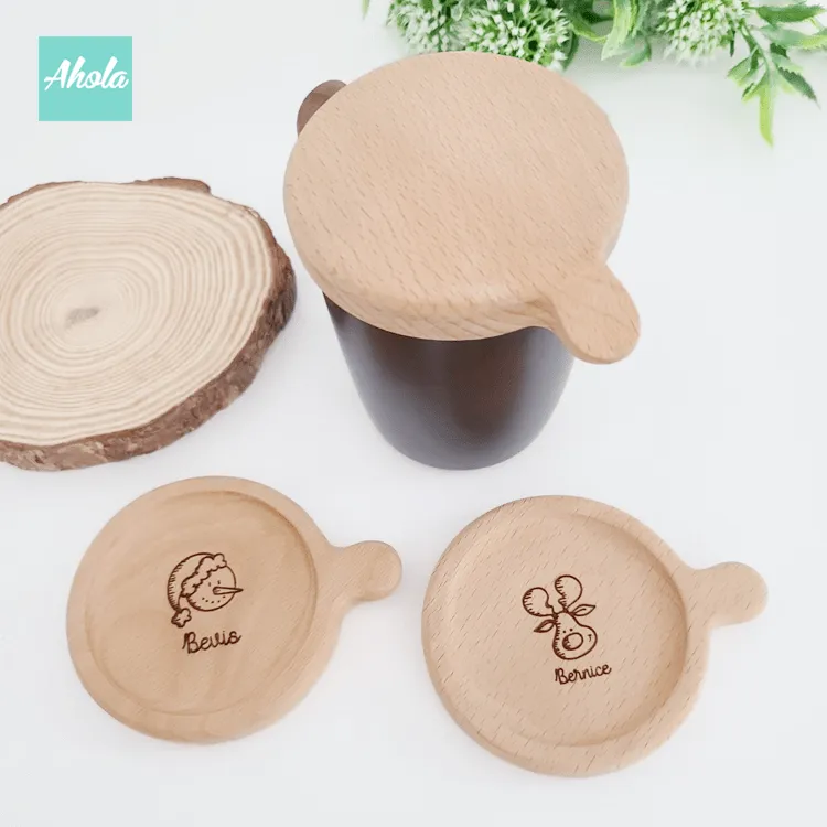 【ho-ho-ho】Engraved Wooden Cup Lid / Coaster 刻字櫸木杯蓋 / 杯墊